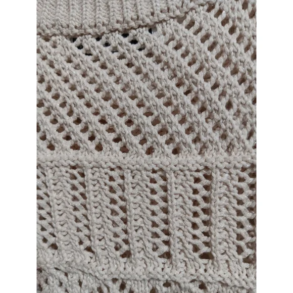 MNG Mango Ecru Open Knit Cotton Poly Blend Sweater Vest - Picture 14 of 16